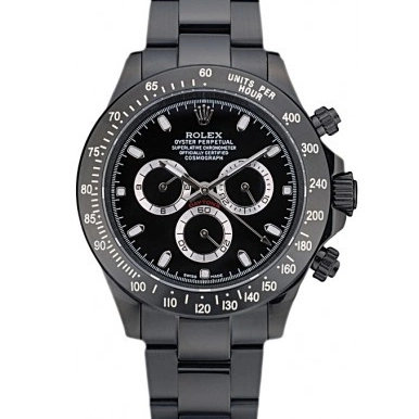 Aaa replica Black Rolex Ion Tachymeter Black Steel Stainless Black Dial Plated Strap Daytona 80247 0605